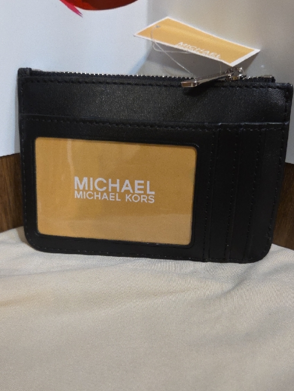Michael Kors Black Signature MK Zip Card Case CoinPouch NWT - Picture 5 of 8
